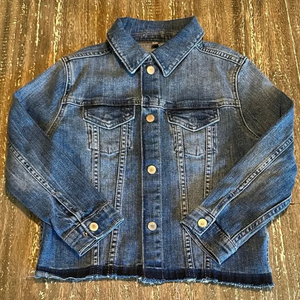 DL1961 Denim Jean Jacket Frayed Bottom Distressed Girl’s Size 6/6X
